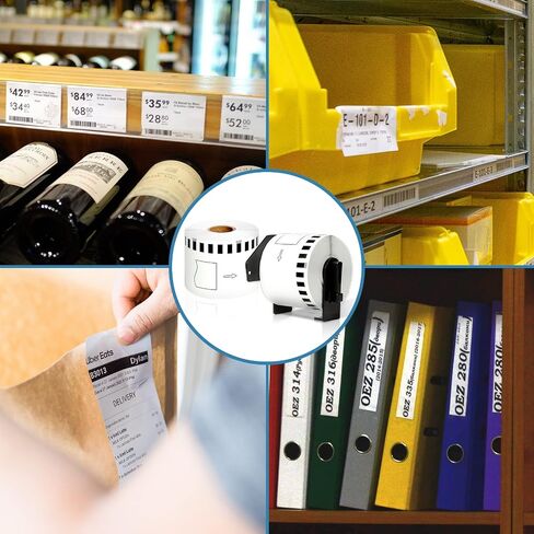 COLORWING Compatible Brother DK-2205 Continuous Paper Label Rolls 2-3/7" x 100'(62mm x 30.48m) Use with Brother QL Label Printer QL-500 QL-570 QL-700W QL-800 QL-810W, 6 Rolls+1 Frame in Saudi Arabia