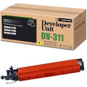 Compatible DV311 Developer Unit Replacement for Konica Minolta DV311K DV311C DV311M DV311Y, Use for Bizhub C220 C280 C360 Printer (1-Pack Yellow)