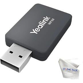 Yealink WF50 Wifi USB Dongle Adapter - for Voip Landline Desk Phones T46U, T44U, T43U, T48U, T56A, T55A, MP54, T46S, T53, T42S, Plug-and-Play, WPA/WPA2 encryption, HD Calls, Video Streaming, GTW Cloth
