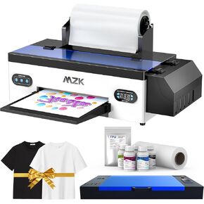 MZK L1800 Printhead A3 Roll DTF Transfer Printer,High-Speed Print for Different Fabrics,13"Max Print Width,White Ink Circulation Automatic Cleaning System (Printer+ Oven, White)