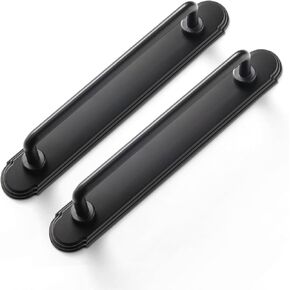 Goo-Ki 2 Pack 5'' Center to Center Matte Black Cabinet Bar Pulls with Orbit Rim Backplate Modern Drawer Handles Closet Classic Home Kitchen Improvement Hardware