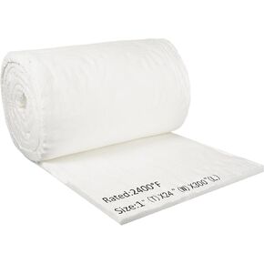 Deouss Ceramic Fiber Insulation Baffle Fire Blanket - 25'x24 x1 High Density Heat 2400F (1315C), for Forge, Foundry, Stoves, Furnace, Kilns, Fire Bricks, Boilers, Kilns, Blacksmithing, Pizza Ovens