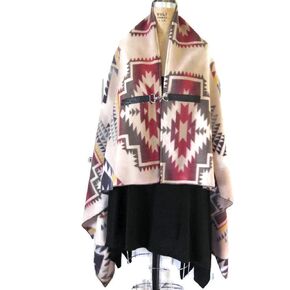 Native American Style Blanket Poncho Navajo Print