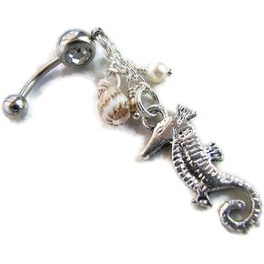 Shell and Seahorse Beaded Belly Button Ring in Saudi Arabia