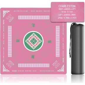 31.5 Inch Mahjong Mat for Table, 3MM Non-Slip & Noise Reduction Gaming Mat with Drawstring Bag, Perfect for Poker, Board Games, Card Games, Tile Games, and Dominoes (Bule)