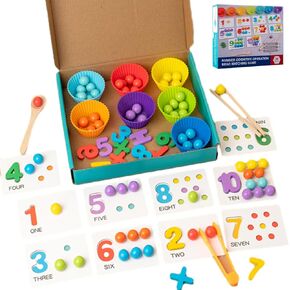 Montessori Arithmetic Math Toy Set – Silicone Digital Learning with Beads, Montessori Arithmetic Kit, Montessori Math Beads Counting Toy, Educational Early Childhood Education Bead