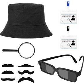 Kids Detective Costume Set - View Glasses, Hat, Magnifying Glass & Accessories for Role Play & Dress Up Parties