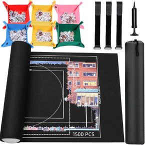Jigsaw Puzzle Mat Roll Up - 2000 1500 1000 500 قطعة بوجل غير لامع ، حصيرات ألغاز أسود ،