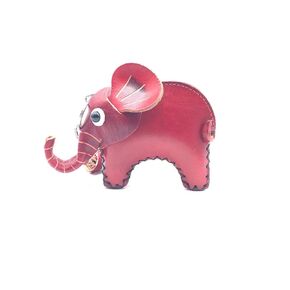Vintage Genuine Leather 3D Animal Elephant Coin Purse With Removable Wrist Strap #002 (Brown)