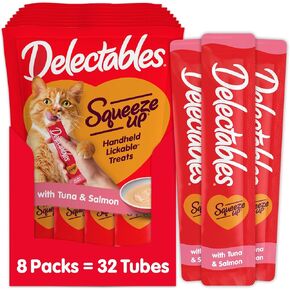 Hartz Delectables تضغط على القطط الرطبة التفاعلية للقطط البالغة والكبار ، التونة والسلمون ، 4 COUNT (حزمة 8) in Kuwait