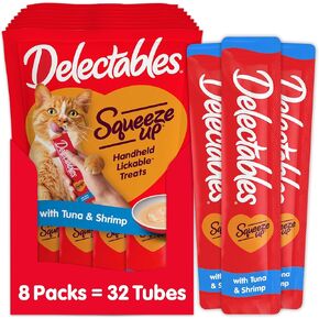 Hartz Delectables Squeeze Up Interactive Lickable Wet Cat Treats for Adult & Senior Cats, Tuna & Salmon, 4 Count(Pack of 8) in Kuwait