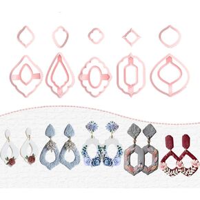 Polymer Clay Cutters for Earrings, 10 Shapes Clay Studs Earrings Cutters for Polymer Clay Jewelry Making Tools (B)
