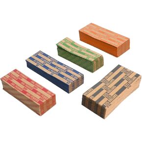 NATURALABEL 500 PCS Assorted Flat Coin Rolls Wrappers for Pennies, Nickels, Dimes, Quarters, Dollars