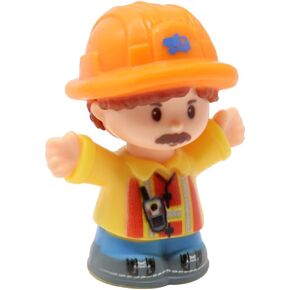 Fisher-Price Replacement Part for Collectible Little People Construction Site Dumptruck Playset GKR56 - Replacement Construction Worker Dump Truck Driver Figure Orange Hardhat Mustache