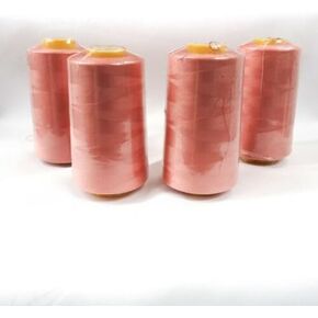 4 Cones of Polyester Threads for Sewing Quilting Serger Coral Fabric