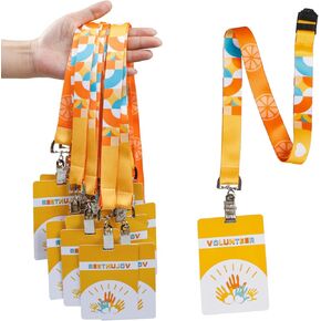25 Pack Volunteer Lanyards with ID Badge Holders,PVC Plastic Card Pass Volunteer Identification,Yellow Breakaway Design for Events and Activities
