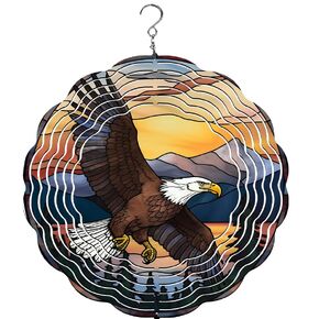 Bald Eagle Wind Spinner | 10" Windspinner | Wind Spinner | Animal Lovers | Patriotic Gifts | Stained Glass decor