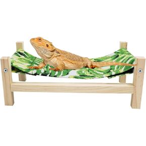 Bearded Dragon Bed, Wooden Reptile Sleeping Hammock, Bearded Dragon Tank Accessories, Habitat Accessories for Leopard Gecko Snake Lizard or Other Small Animal