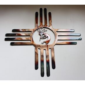Southwestern Zia with Kokopelli Metal Wall Art Decor 18" or 20"