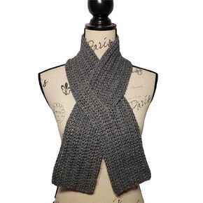 Solid Color Ribbed Texture Ribbon Scarf w/Keyhole Design