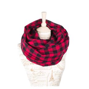 Flannel Buffalo Plaid Infinity Scarf (Red and Black)