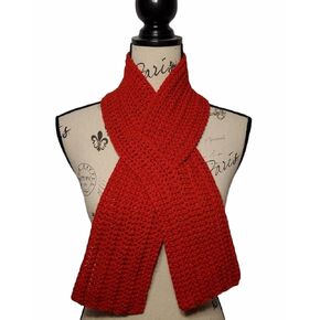 Solid Color Ribbed Texture Ribbon Scarf w/Keyhole Design