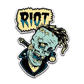 4" Riot Stabbed Zombie Horror Frankenstein Sticker Scream Halloween Horror Punk Psychobilly Sticker, Waterproof Vinyl Sticker for Car, Auto, Water Bottles, Phone Case, or Laptop Decal