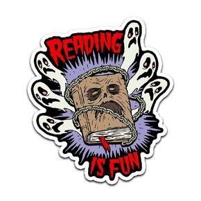 4" Funny Dark Reading is Fun Necronomicon Book of the Dead Sticker Horror Fan Lovecraft Grimoire Sticker, Waterproof Vinyl Sticker for Car, Auto, Water Bottles, Phone Case, or Laptop Decal
