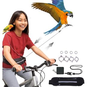 Hands-Free Bird Harnesses Suitable for Cycling and Driving Outdoors and Belts self-retracting Fanny Pack Bird Leash suirtable for Parrots Conures Cockatiels