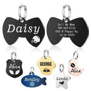 Cat Tags Engraved, Cat Name Tags Personalized with Lovely Icons, Durable Stainless Steel Cat Id Tags Personalized Small Large, Custom Cat Tag Engraved on Both Sides
