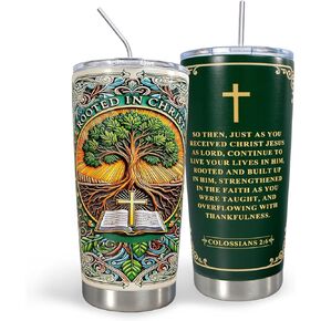 20 Oz Stainless Steel Tumbler, Double-Layer 304 Vacuum Insulated Cup, Leak-Proof Lid Reusable Insulated Mug with Straw, Keeps Hot and Cold for Home, Office, Travel and Car (Jesus and the Sheep)