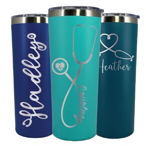 Personalized Nurse Laser Engraved 22 oz - Laser Engraved Tumbler with Straw, Stethoscope, RN, Nurse Gift, Doctor Gift, Nurse Assistant, Heartbeat, Nursing Student
