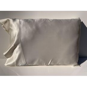Glossy Premium Satin Pillowcase for Smooth Hair & Face, Envelope closure, Extra soft & durable, Luxurious heavy feel, Ivory Off-white, Standard-Queen size (1 pc) | Handmade by GALORE