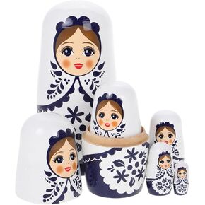 Vicasky 1 مجموعة Dolls Russian Nesting Dolls Wood Matryoshka المصنوعة يدويًا الأزياء الوطنية Girl Matryoshka تعشش يدويًا.