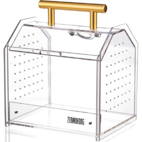 Jumping Spider Enclosure - Acrylic Terrarium Habitat for Spiders, Tarantulas, Snail, Mantis, Lizard, and Small Reptiles, Magnetic Doors (5.5x4.7x6.6 inch)