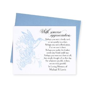 Hummingbird Thank You Notes for After Funeral Service, Choose Your Quantity, Personalized Sympathy Thank You Notes with Envelopes, Bereavement Acknowledgement Card, Celebration of Life Notecards