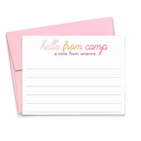 Girls Camp Personalized Thank You Stationery, Personalized Flat Note Cards for Girls, Cute Camp Stationery for Kids Thank You Notes, Girls Stationary with Envelopes, Your Choice of Quantity
