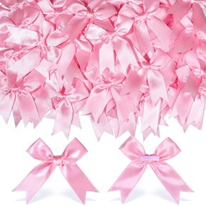 YGDZ Pink Bows, Satin Self Adhesive Pink Ribbon Bows for Crafts, Baby Pink Bow with Double-Sided Tape, Small Bows for Gift Wrapping, Wedding Decor, Party Favors