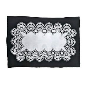 Table Runner or Dresser Scarf in Bleached White European Lace and Fabric Size 34 x 14 inches