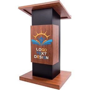 47’’ Wooden Podium Stand with Wheels, Portable Lectern Churches with 15 MM Particle Board, Pulpits Stand with Storage, Lockable Wheels, Mic Stand for Churches, Office, School (Wood Podium)