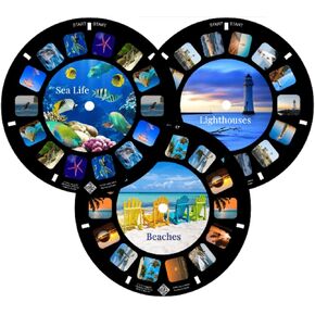 MayKo Beach, Lighthouses and Sea Life Reels for Viewfinder. Compatible with Viewmaster Classic Viewers. Set of 3 (Reels Only)
