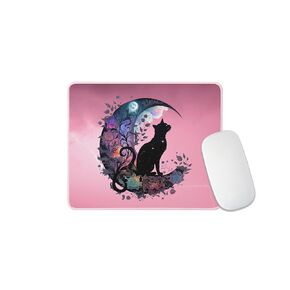 Mouse Pad Gifts Floral Celestial Black Cat Mouse Pad for Computer Laptop Home Office Gaming Working Desk Desktop Accessories Non-Slip Rubber Mouse Pad for Cat Lovers (Celestial Moon Cat Mouse Pad)