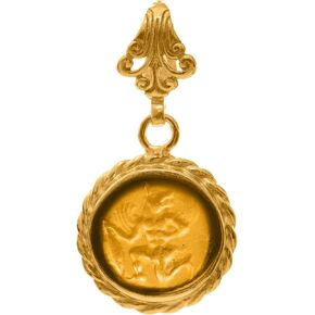 Aphrodite Goddess Signet Intaglio قلادة 24K Gold Vermeil 925 Sterling Silver Rope Twist Twist قلادة قلادة فضية مصنوعة يدويًا. in Saudi Arabia