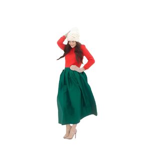 Handmade Green Midi Taffeta Skirt One Pocket – Elegant Bridesmaid & Special Occasion