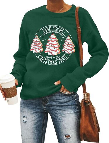 MOUSYA Merry Christmas Oversized Sweashirt Women Christmas Reindeer Sweaters Snowflake Graphic long Sleeve Pullover Tops Red in Kuwait