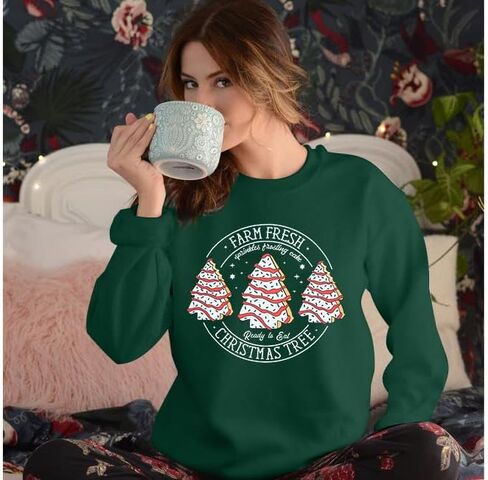 MOUSYA Merry Christmas Oversized Sweashirt Women Christmas Reindeer Sweaters Snowflake Graphic long Sleeve Pullover Tops Red in Kuwait