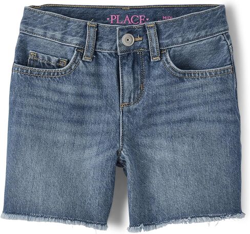 The Children's Place Baby Girls' Denim Midi Shorts, Fray Peyton Wash, 10 in Saudi Arabia