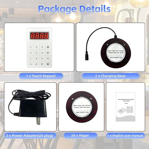 Restaurant Pager System 16 Coaster Pagers and Beepers, Restaurant Beepers Buzzers System with Vibration Flashing Buzzer Queue Wireless Calling System for Food Truck Coffee Shop Church Nursery Bar in Kuwait