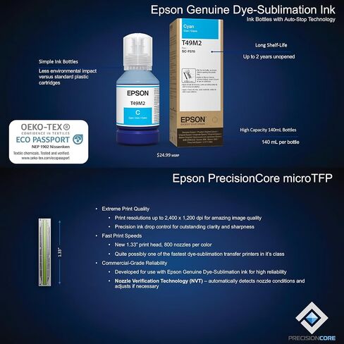 تتضمن Epson Surecolor F570 Pro 24 "طابعة تسامي سطح المكتب ، مجموعتين كاملتين للحبر ، دليل المستخدم ، ورقة التسامي ، وتثبيت SCF570PE المجاني (الطابعة والأصحاب) in Kuwait