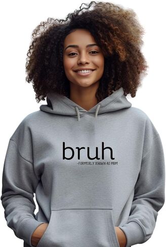 Bruh. Formerly Known As Mom Hooded Sweatshirt - 100% Cotton Hoodie (M, Gray) in Saudi Arabia